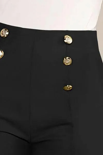 Decorative Button High Waist Shorts - Premium Shorts from Trendsi - Just $20! Shop now at ZeesPieces