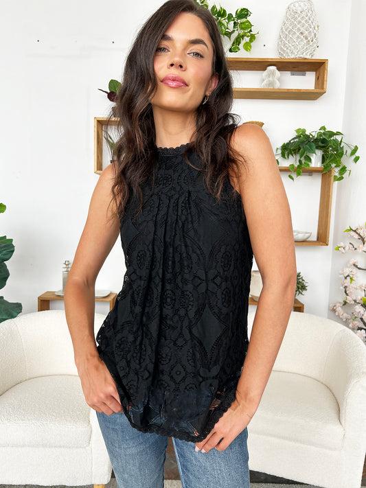 Lace Round Neck Tank - Premium  from Trendsi - Just $28.70! Shop now at Zee's Pieces