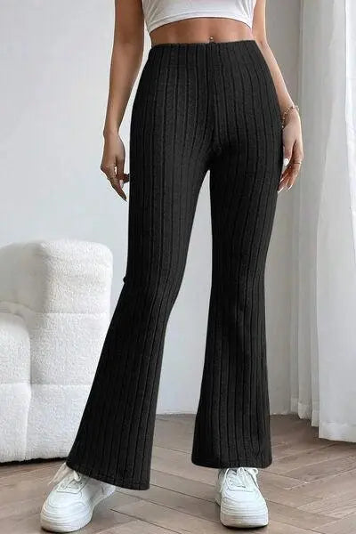 Basic Bae Full Size Ribbed High Waist Flare Pants - Premium  from Trendsi - Just $19! Shop now at ZeesPieces