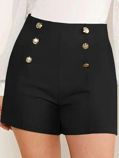 Decorative Button High Waist Shorts - Premium Shorts from Trendsi - Just $20! Shop now at ZeesPieces