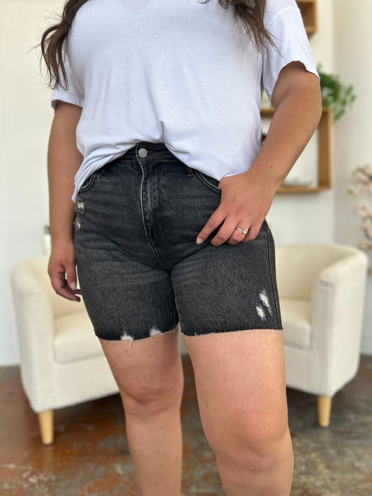 Judy Blue Full Size High Waist Rigid Magic Denim Shorts - Premium Shorts from Trendsi - Just $54.62! Shop now at ZeesPieces