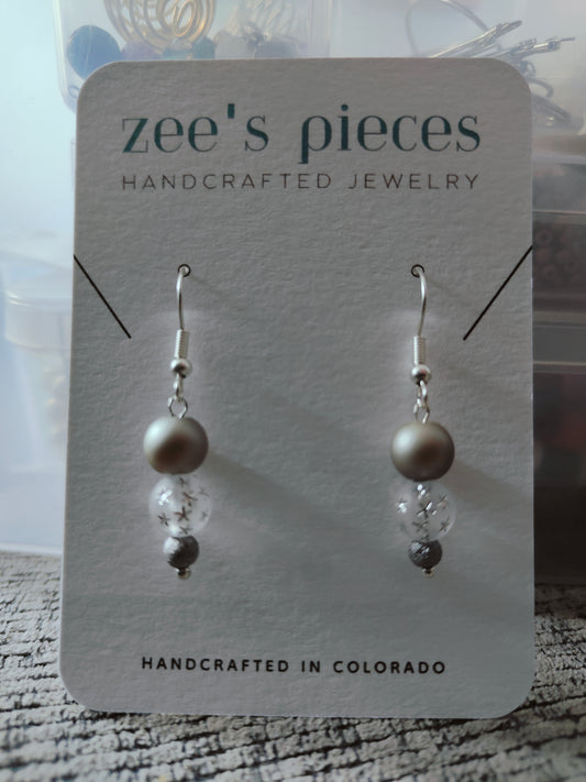 Elegant Dangle Earrings with a Trio of Glass Beads - Premium Earrings from Zee's Pieces - Just $15! Shop now at Zee's Pieces