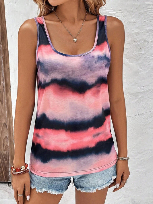 Tie-Dye Scoop Neck Wide Strap Tank - Premium Tank Top from Trendsi - Just $16.02! Shop now at ZeesPieces