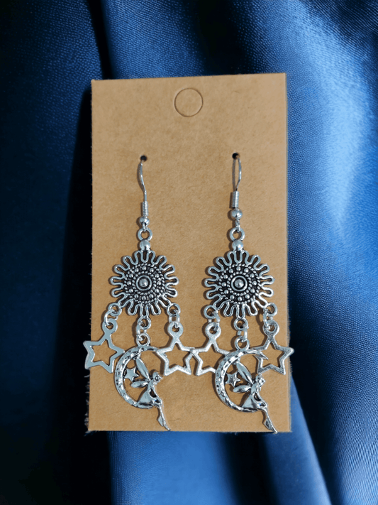 Celestial Fairy Earrings with Stars and Moon - ZeesPieces