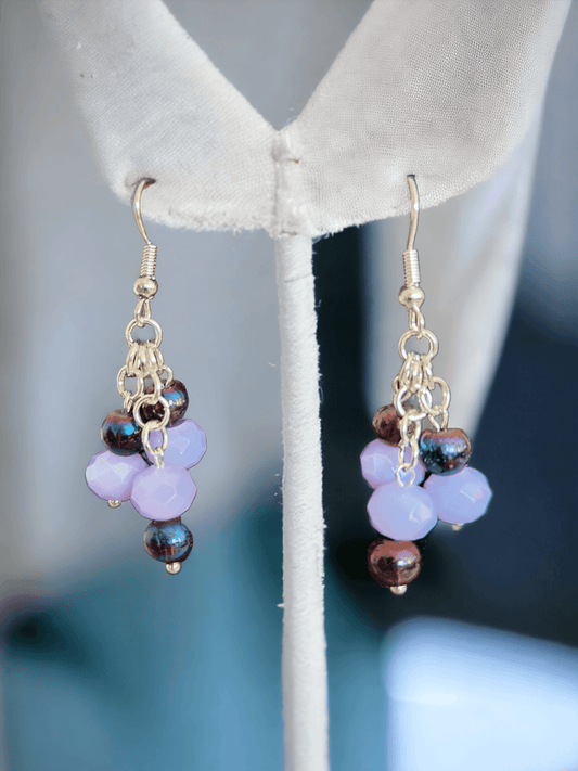 Chandelier Earrings with Purple Glass Beads - ZeesPieces