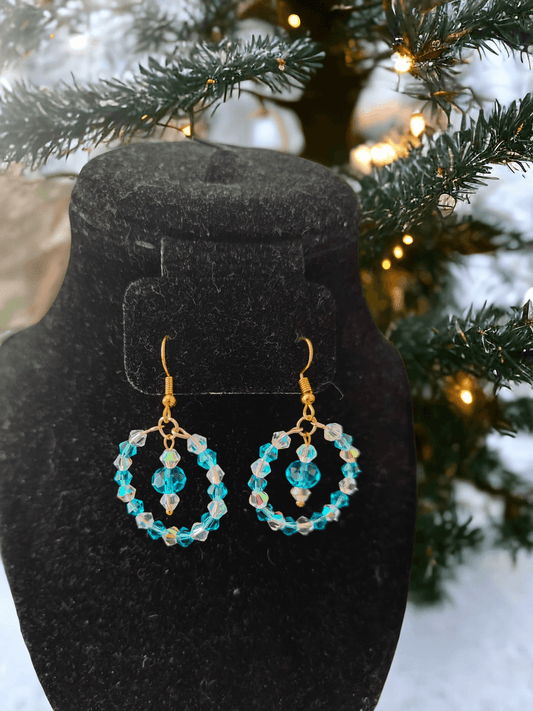 Hoop Earrings with Austrian Crystal Beads - ZeesPieces