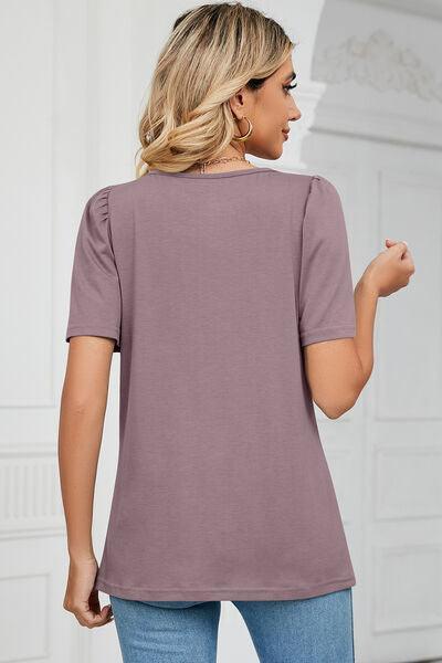 Square Neck Short Sleeve T-Shirt - ZeesPieces