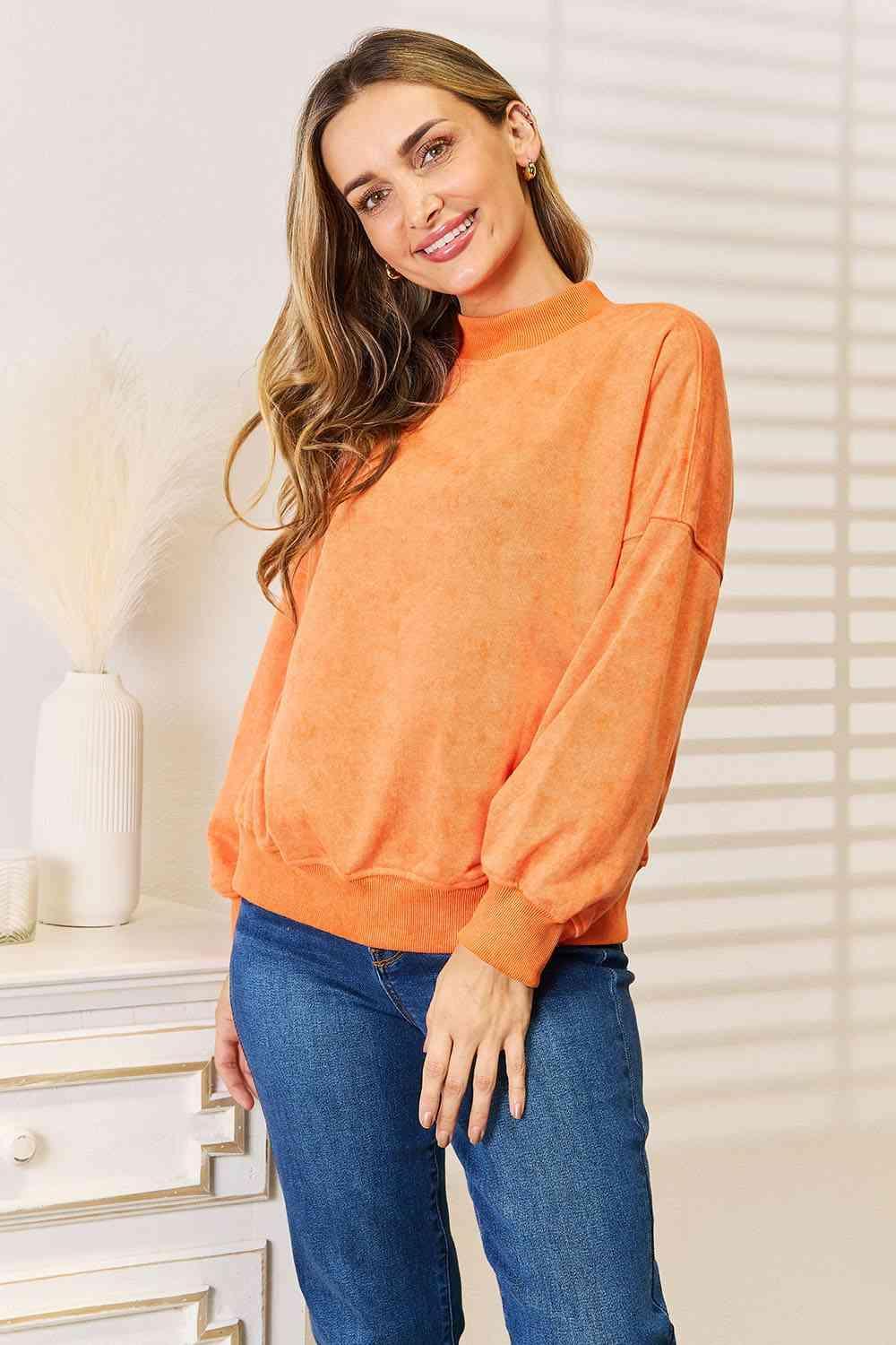 Basic Bae Round Neck Dropped Shoulder Sweatshirt - ZeesPieces