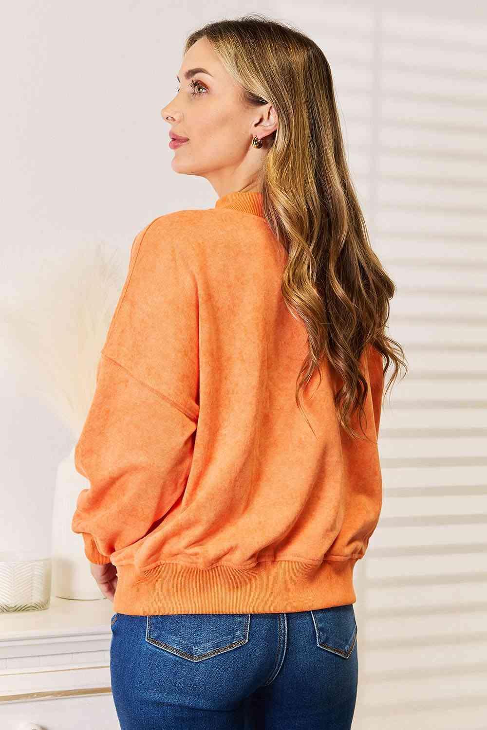 Basic Bae Round Neck Dropped Shoulder Sweatshirt - ZeesPieces