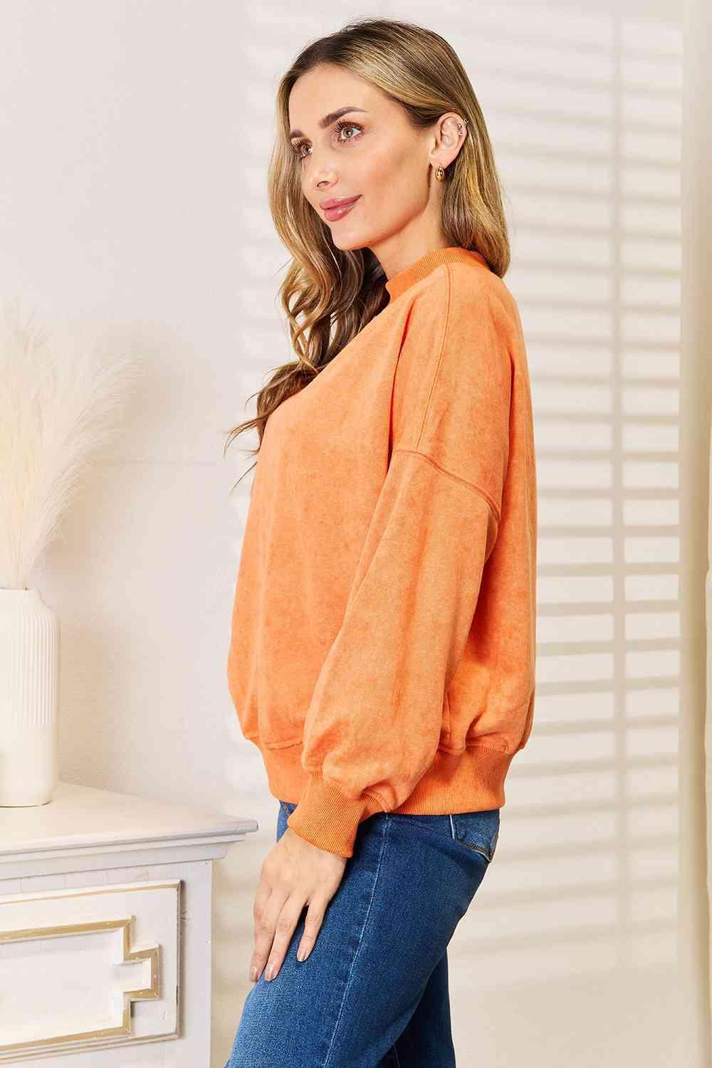 Basic Bae Round Neck Dropped Shoulder Sweatshirt - ZeesPieces