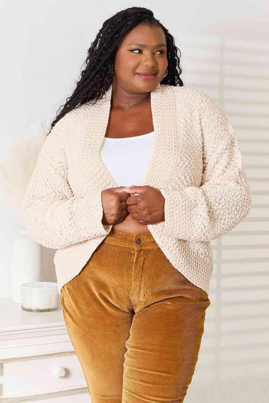 Double Take Open Front Long Sleeve Cardigan - ZeesPieces