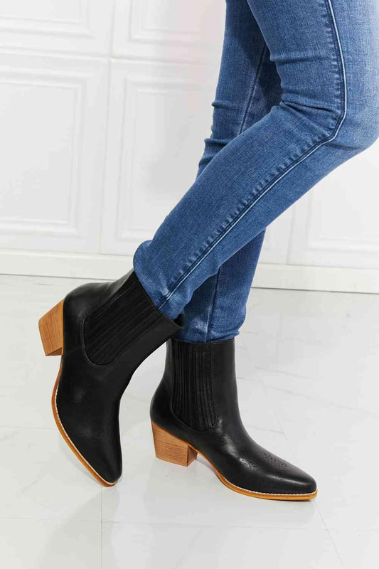 MMShoes Love the Journey Stacked Heel Chelsea Boot in Black - ZeesPieces