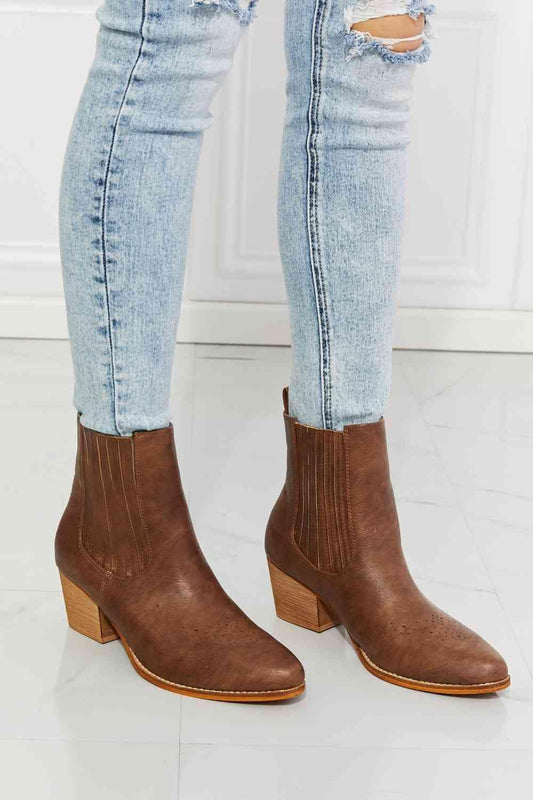 MMShoes Love the Journey Stacked Heel Chelsea Boot in Chestnut - ZeesPieces