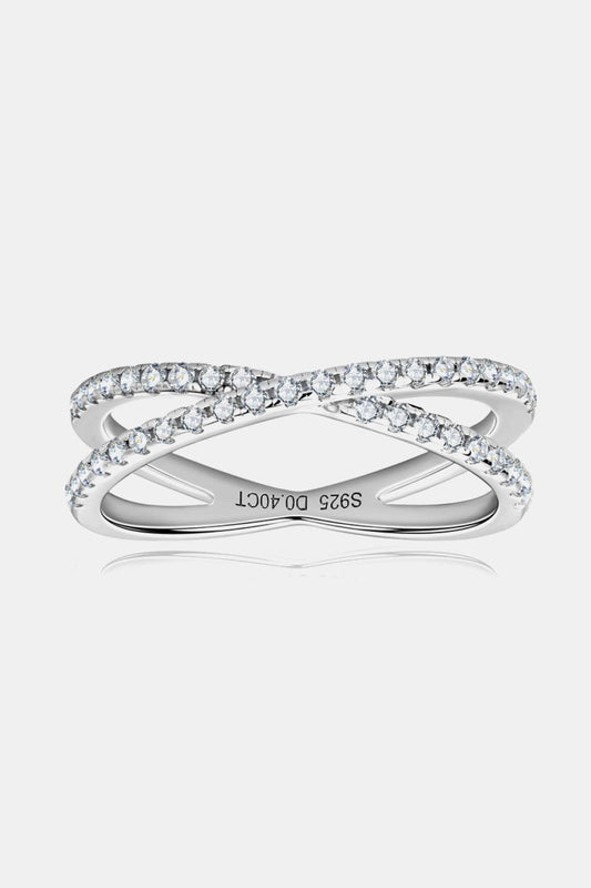 Moissanite 925 Sterling Silver Crisscross Ring - ZeesPieces