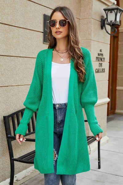 Open Front Lantern Sleeve Cardigan - ZeesPieces