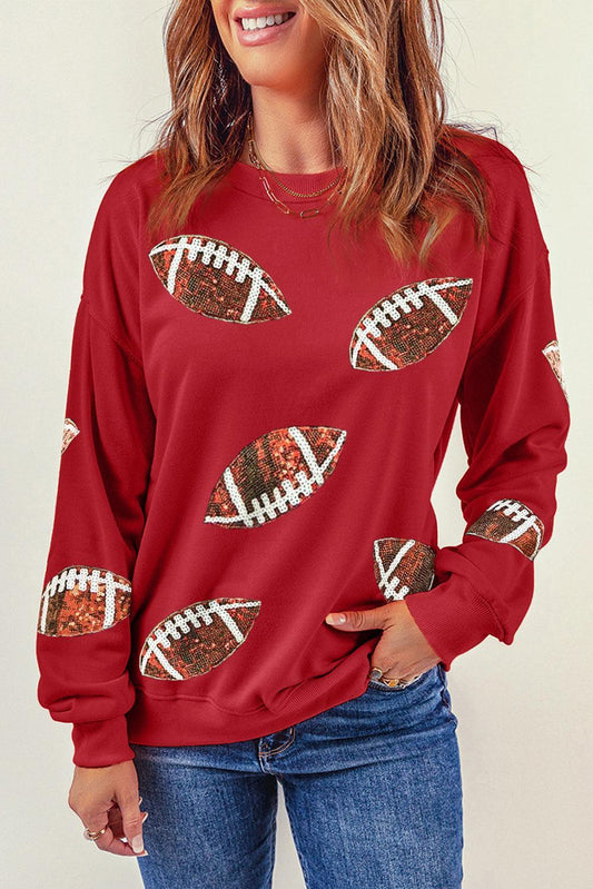 Sequin Football Patch Sweatshirt - ZeesPieces